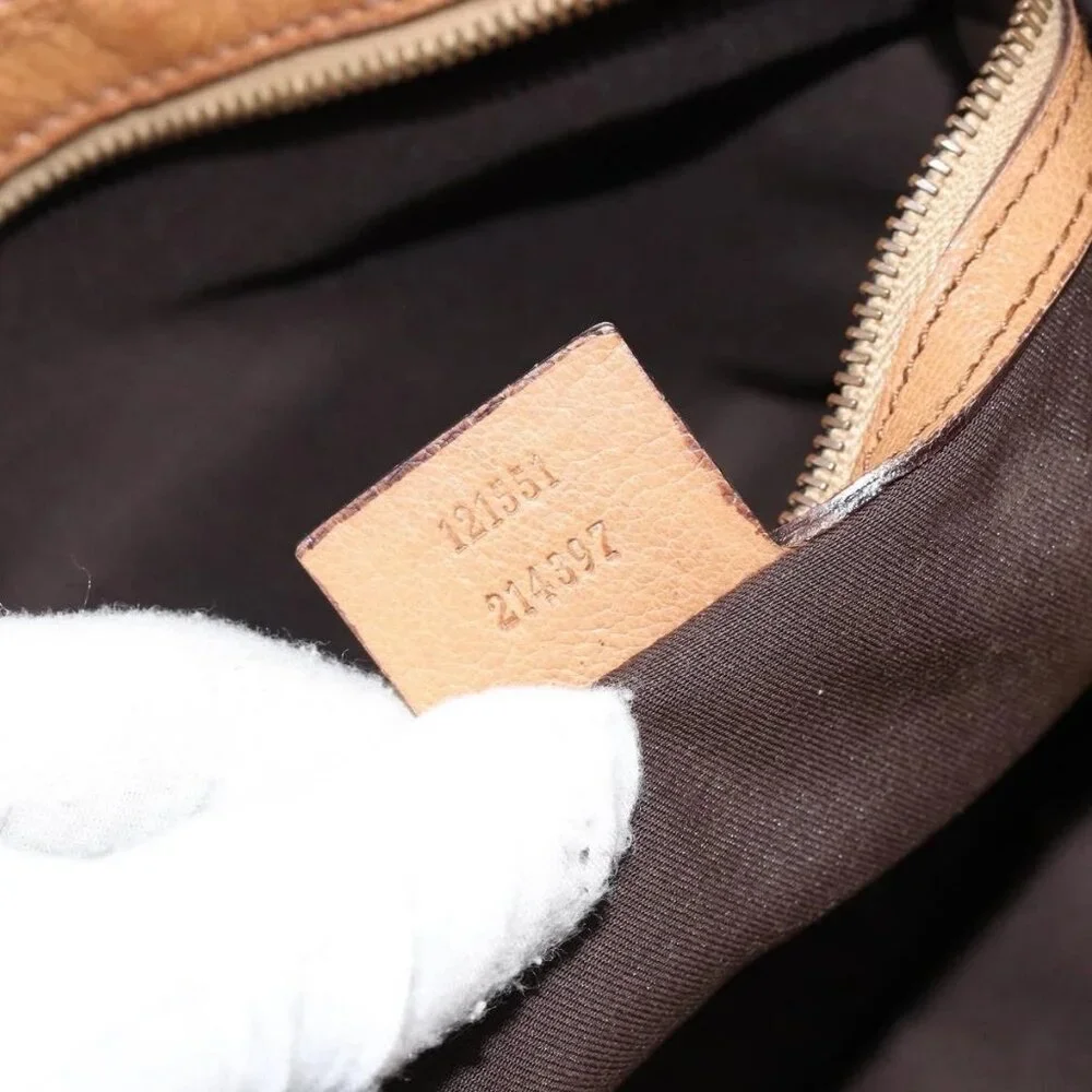 GUCCI Interlocking Hand Bag Leather Brown Gold - Picture 11 of 16